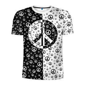 Мужская футболка 3D спортивная с принтом Peace Symbol в Петрозаводске, 100% полиэстер с улучшенными характеристиками | приталенный силуэт, круглая горловина, широкие плечи, сужается к линии бедра | Тематика изображения на принте: love | peace | symbol | знак | любовь | мир | пацифик | пацифика | сигнал | символ | хиппи