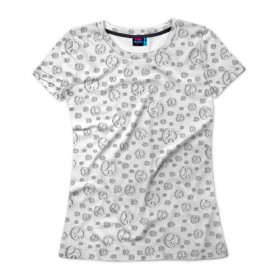 Женская футболка 3D с принтом Peace Symbol в Петрозаводске, 100% полиэфир ( синтетическое хлопкоподобное полотно) | прямой крой, круглый вырез горловины, длина до линии бедер | 