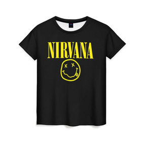 Женская футболка 3D с принтом Nirvana в Петрозаводске, 100% полиэфир ( синтетическое хлопкоподобное полотно) | прямой крой, круглый вырез горловины, длина до линии бедер | curt | nirvana | кобейн | курт | нирвана