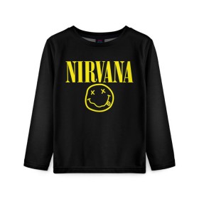 Детский лонгслив 3D с принтом Nirvana в Петрозаводске, 100% полиэстер | длинные рукава, круглый вырез горловины, полуприлегающий силуэт
 | curt | nirvana | кобейн | курт | нирвана