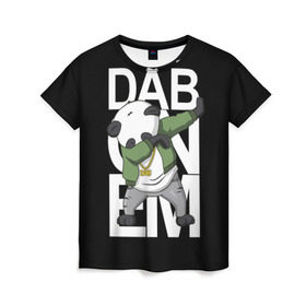 Женская футболка 3D с принтом Panda dab в Петрозаводске, 100% полиэфир ( синтетическое хлопкоподобное полотно) | прямой крой, круглый вырез горловины, длина до линии бедер | dab | dab n dance | dab on em | panda dab | дэб