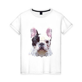 Женская футболка хлопок с принтом Низкополигональный пёс в Петрозаводске, 100% хлопок | прямой крой, круглый вырез горловины, длина до линии бедер, слегка спущенное плечо | пес | полигон | французский бульдог