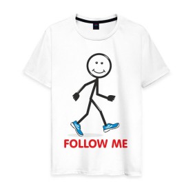 Мужская футболка хлопок с принтом Follow me в Петрозаводске, 100% хлопок | прямой крой, круглый вырез горловины, длина до линии бедер, слегка спущенное плечо. | Тематика изображения на принте: 