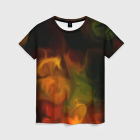 Женская футболка 3D с принтом Размытие красок в Петрозаводске, 100% полиэфир ( синтетическое хлопкоподобное полотно) | прямой крой, круглый вырез горловины, длина до линии бедер | абстракция | потертость | размытые | текстуры | цветные | яркие
