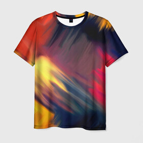 Мужская футболка 3D с принтом Краски в Петрозаводске, 100% полиэфир | прямой крой, круглый вырез горловины, длина до линии бедер | абстракция | потертость | размытые | текстуры | цветные | яркие