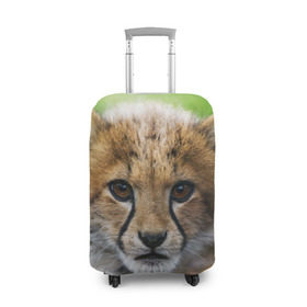Чехол для чемодана 3D с принтом Котёнок гепарда в Петрозаводске, 86% полиэфир, 14% спандекс | двустороннее нанесение принта, прорези для ручек и колес | гепард | дикая кошка | котёнок | кошка | лев | природа | тигр | хищник | ягуар
