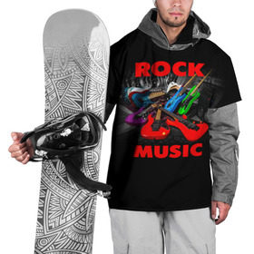 Накидка на куртку 3D с принтом Rock music в Петрозаводске, 100% полиэстер |  | гитара | музыка | рок | рокер | электрогитара