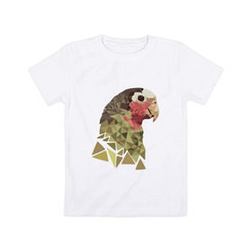 Детская футболка хлопок с принтом Низкополигональный попугай в Петрозаводске, 100% хлопок | круглый вырез горловины, полуприлегающий силуэт, длина до линии бедер | полигон | попугай