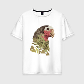 Женская футболка хлопок Oversize с принтом Низкополигональный попугай в Петрозаводске, 100% хлопок | свободный крой, круглый ворот, спущенный рукав, длина до линии бедер
 | полигон | попугай