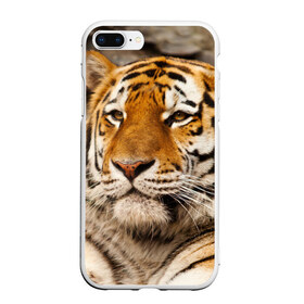 Чехол для iPhone 7Plus/8 Plus матовый с принтом Тигр в Петрозаводске, Силикон | Область печати: задняя сторона чехла, без боковых панелей | амурский | животные | киса | кот | котенок | кошка | пума | рысь | серый | тигр | хищник