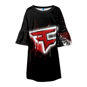 Детское платье 3D с принтом cs:go - Faze clan (Black collection) в Петрозаводске, 100% полиэстер | прямой силуэт, чуть расширенный к низу. Круглая горловина, на рукавах — воланы | Тематика изображения на принте: black | clan | csgo | faze | ксго | фейз