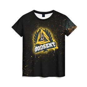 Женская футболка 3D с принтом cs:go - Godsent (Black collection) в Петрозаводске, 100% полиэфир ( синтетическое хлопкоподобное полотно) | прямой крой, круглый вырез горловины, длина до линии бедер | black | csgo | godsent | годсент | ксго