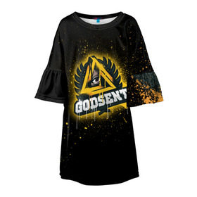 Детское платье 3D с принтом cs:go - Godsent (Black collection) в Петрозаводске, 100% полиэстер | прямой силуэт, чуть расширенный к низу. Круглая горловина, на рукавах — воланы | black | csgo | godsent | годсент | ксго