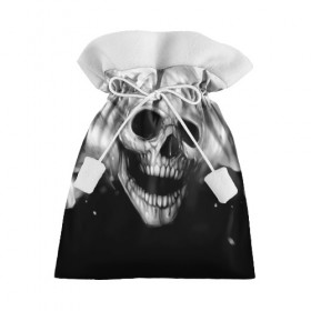 Подарочный 3D мешок с принтом Череп в Петрозаводске, 100% полиэстер | Размер: 29*39 см | black and white | fire | skull | монстр | огонь | привидение | череп | чёрно белый