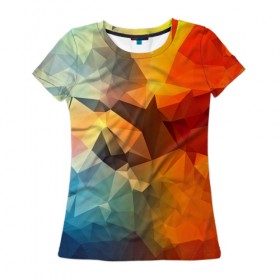 Женская футболка 3D с принтом Столкновение полигонов в Петрозаводске, 100% полиэфир ( синтетическое хлопкоподобное полотно) | прямой крой, круглый вырез горловины, длина до линии бедер | 