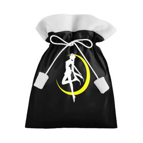 Подарочный 3D мешок с принтом Сейлор Мун в Петрозаводске, 100% полиэстер | Размер: 29*39 см | Тематика изображения на принте: logo | moon | девушка | детство | желтый | луна | мультик | мультики | черный