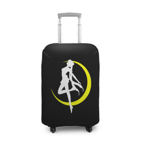 Чехол для чемодана 3D с принтом Сейлор Мун в Петрозаводске, 86% полиэфир, 14% спандекс | двустороннее нанесение принта, прорези для ручек и колес | logo | moon | девушка | детство | желтый | луна | мультик | мультики | черный