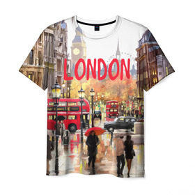 Мужская футболка 3D с принтом Улицы Лондона в Петрозаводске, 100% полиэфир | прямой крой, круглый вырез горловины, длина до линии бедер | england | london | united kingdom | англия | великобритания | город | лондон