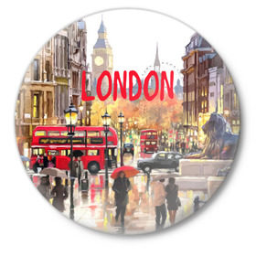 Значок с принтом Улицы Лондона в Петрозаводске,  металл | круглая форма, металлическая застежка в виде булавки | england | london | united kingdom | англия | великобритания | город | лондон