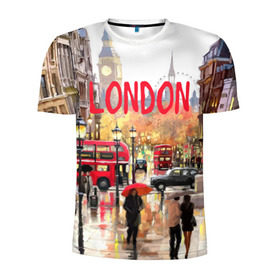 Мужская футболка 3D спортивная с принтом Улицы Лондона в Петрозаводске, 100% полиэстер с улучшенными характеристиками | приталенный силуэт, круглая горловина, широкие плечи, сужается к линии бедра | england | london | united kingdom | англия | великобритания | город | лондон