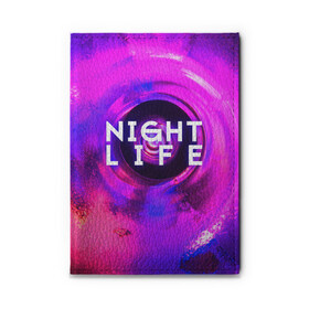 Обложка для автодокументов с принтом Night life в Петрозаводске, натуральная кожа |  размер 19,9*13 см; внутри 4 больших “конверта” для документов и один маленький отдел — туда идеально встанут права | color | life | night | party | вечеринка | дискотека | жизнь | ночная | ночь | туса