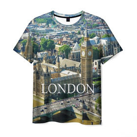 Мужская футболка 3D с принтом Улицы Лондона в Петрозаводске, 100% полиэфир | прямой крой, круглый вырез горловины, длина до линии бедер | city | england | london | united kingdom | англия | великобритания | город | лондон