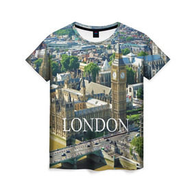 Женская футболка 3D с принтом Улицы Лондона в Петрозаводске, 100% полиэфир ( синтетическое хлопкоподобное полотно) | прямой крой, круглый вырез горловины, длина до линии бедер | city | england | london | united kingdom | англия | великобритания | город | лондон