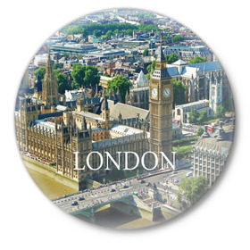 Значок с принтом Улицы Лондона в Петрозаводске,  металл | круглая форма, металлическая застежка в виде булавки | Тематика изображения на принте: city | england | london | united kingdom | англия | великобритания | город | лондон