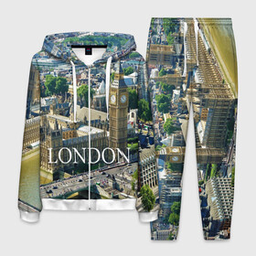 Мужской костюм 3D с принтом Улицы Лондона в Петрозаводске, 100% полиэстер | Манжеты и пояс оформлены тканевой резинкой, двухслойный капюшон со шнурком для регулировки, карманы спереди | city | england | london | united kingdom | англия | великобритания | город | лондон