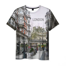 Мужская футболка 3D с принтом Улицы Лондона в Петрозаводске, 100% полиэфир | прямой крой, круглый вырез горловины, длина до линии бедер | boulevard | city | england | london | street | united kingdom | англия | бульвар | великобритания | город | лондон | улица