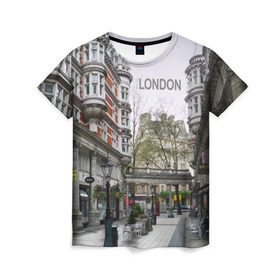 Женская футболка 3D с принтом Улицы Лондона в Петрозаводске, 100% полиэфир ( синтетическое хлопкоподобное полотно) | прямой крой, круглый вырез горловины, длина до линии бедер | boulevard | city | england | london | street | united kingdom | англия | бульвар | великобритания | город | лондон | улица