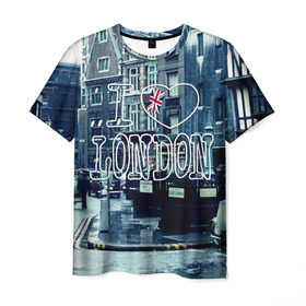 Мужская футболка 3D с принтом Улицы Лондона в Петрозаводске, 100% полиэфир | прямой крой, круглый вырез горловины, длина до линии бедер | Тематика изображения на принте: city | england | flag | heart | i | london | love | street | united kingdom | англия | великобритания | город | лондон | люблю | сердце | улица | флаг | я