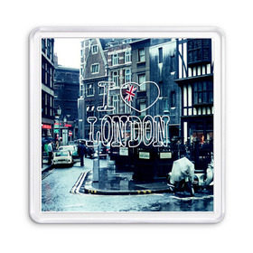 Магнит 55*55 с принтом Улицы Лондона в Петрозаводске, Пластик | Размер: 65*65 мм; Размер печати: 55*55 мм | city | england | flag | heart | i | london | love | street | united kingdom | англия | великобритания | город | лондон | люблю | сердце | улица | флаг | я