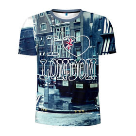 Мужская футболка 3D спортивная с принтом Улицы Лондона в Петрозаводске, 100% полиэстер с улучшенными характеристиками | приталенный силуэт, круглая горловина, широкие плечи, сужается к линии бедра | Тематика изображения на принте: city | england | flag | heart | i | london | love | street | united kingdom | англия | великобритания | город | лондон | люблю | сердце | улица | флаг | я