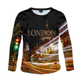 Женский лонгслив 3D с принтом Улицы Лондона в Петрозаводске, 100% полиэстер | длинные рукава, круглый вырез горловины, полуприлегающий силуэт | city | england | lights | london | night | street | united kingdom | англия | великобритания | город | лондон | ночь | огни | улица