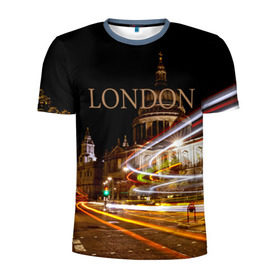 Мужская футболка 3D спортивная с принтом Улицы Лондона в Петрозаводске, 100% полиэстер с улучшенными характеристиками | приталенный силуэт, круглая горловина, широкие плечи, сужается к линии бедра | city | england | lights | london | night | street | united kingdom | англия | великобритания | город | лондон | ночь | огни | улица