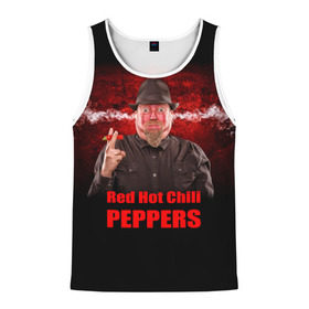 Мужская майка 3D с принтом Red Hot Chili Peppers в Петрозаводске, 100% полиэстер | круглая горловина, приталенный силуэт, длина до линии бедра. Пройма и горловина окантованы тонкой бейкой | звезда | красный | кумир | музыка | перец | рок | рок группа | хит