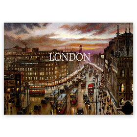 Поздравительная открытка с принтом Улицы Лондона в Петрозаводске, 100% бумага | плотность бумаги 280 г/м2, матовая, на обратной стороне линовка и место для марки
 | city | england | london | united kingdom | англия | великобритания | город | лондон | ночь | огни | улица