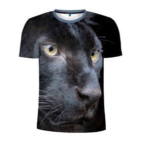 Мужская футболка 3D спортивная с принтом Черная пантера в Петрозаводске, 100% полиэстер с улучшенными характеристиками | приталенный силуэт, круглая горловина, широкие плечи, сужается к линии бедра | животные | кис | киска | кот | котенок | котик | кошечка | кошка | пантера | рысь | тигр | хищник