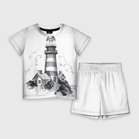 Детский костюм с шортами 3D с принтом Маяк в Петрозаводске,  |  | вмф | карандаш | маяк | море | моряк | речник | флот