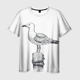 Мужская футболка 3D с принтом Чайка в Петрозаводске, 100% полиэфир | прямой крой, круглый вырез горловины, длина до линии бедер | вмф | море | моряк | речник | флот | чайка