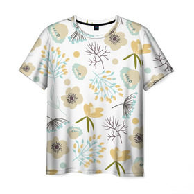 Мужская футболка 3D с принтом Цветочный арт в Петрозаводске, 100% полиэфир | прямой крой, круглый вырез горловины, длина до линии бедер | цветы