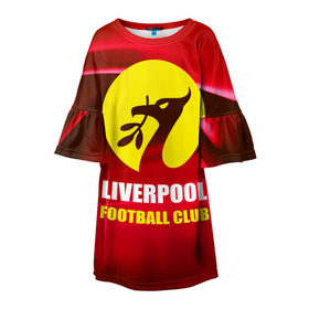 Детское платье 3D с принтом Liverpool в Петрозаводске, 100% полиэстер | прямой силуэт, чуть расширенный к низу. Круглая горловина, на рукавах — воланы | football | англия | ливерпуль | премьер лига | фанат | футбол | футболист