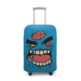 Чехол для чемодана 3D с принтом Angry Zombie в Петрозаводске, 86% полиэфир, 14% спандекс | двустороннее нанесение принта, прорези для ручек и колес | brain | evil | face | halloween | monster | smile | zombie | зомби | лицо | мозг | монстр | нечисть | смайл | хэллоуин
