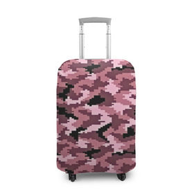 Чехол для чемодана 3D с принтом Розовый камуфляж в Петрозаводске, 86% полиэфир, 14% спандекс | двустороннее нанесение принта, прорези для ручек и колес | пиксельный