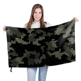 Флаг 3D с принтом Городской камуфляж в Петрозаводске, 100% полиэстер | плотность ткани — 95 г/м2, размер — 67 х 109 см. Принт наносится с одной стороны | пиксельный | темный