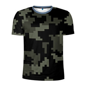 Мужская футболка 3D спортивная с принтом Городской камуфляж в Петрозаводске, 100% полиэстер с улучшенными характеристиками | приталенный силуэт, круглая горловина, широкие плечи, сужается к линии бедра | пиксельный | темный
