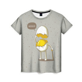 Женская футболка 3D с принтом Яйцо приветствует в Петрозаводске, 100% полиэфир ( синтетическое хлопкоподобное полотно) | прямой крой, круглый вырез горловины, длина до линии бедер | cook | eat | egg | food | funny | hello | smile | еда | кухня | повар | привет | прикол | смайл | улыбка | яйцо