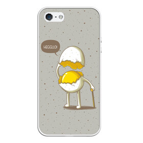 Чехол для iPhone 5/5S матовый с принтом Яйцо приветствует в Петрозаводске, Силикон | Область печати: задняя сторона чехла, без боковых панелей | cook | eat | egg | food | funny | hello | smile | еда | кухня | повар | привет | прикол | смайл | улыбка | яйцо
