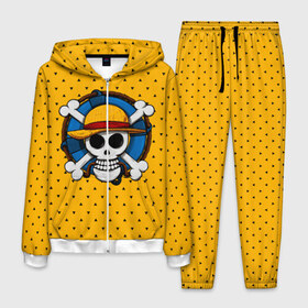 Мужской костюм 3D с принтом One Pirate в Петрозаводске, 100% полиэстер | Манжеты и пояс оформлены тканевой резинкой, двухслойный капюшон со шнурком для регулировки, карманы спереди | bone | jack | luffy | ocean | one piece | pirate | sea | skull | treasure | большой куш | брук | джек | клад | луффи | море | нами | океан | пират | робин | санджи | сокровище | флаг | франки | череп